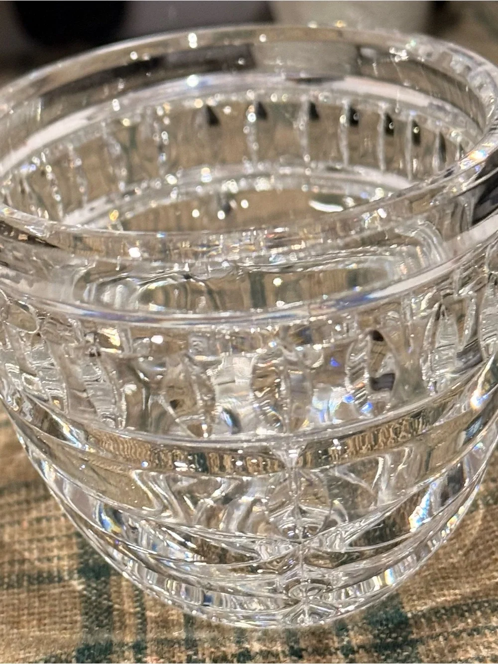 Waterford Crystal OVERTURE Clear Oval Serving Bowl with Cut-Glass Pattern 7”